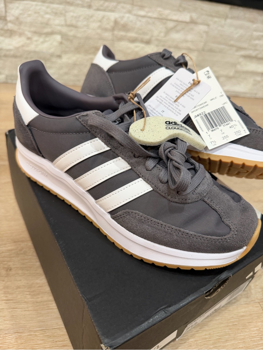 adidas Women's Gray and White Retro Runner Sneakers